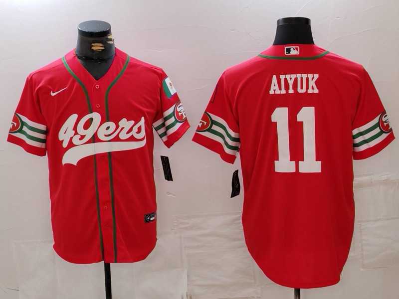 Mens San Francisco 49ers #11 Brandon Aiyuk Red Mexico Cool Base Stitched Baseball Jersey